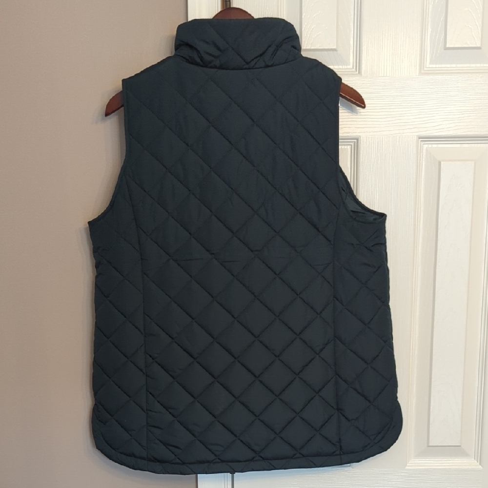 Lands' End Women's Quilted Dark Teal Vest - Picture 3 of 9
